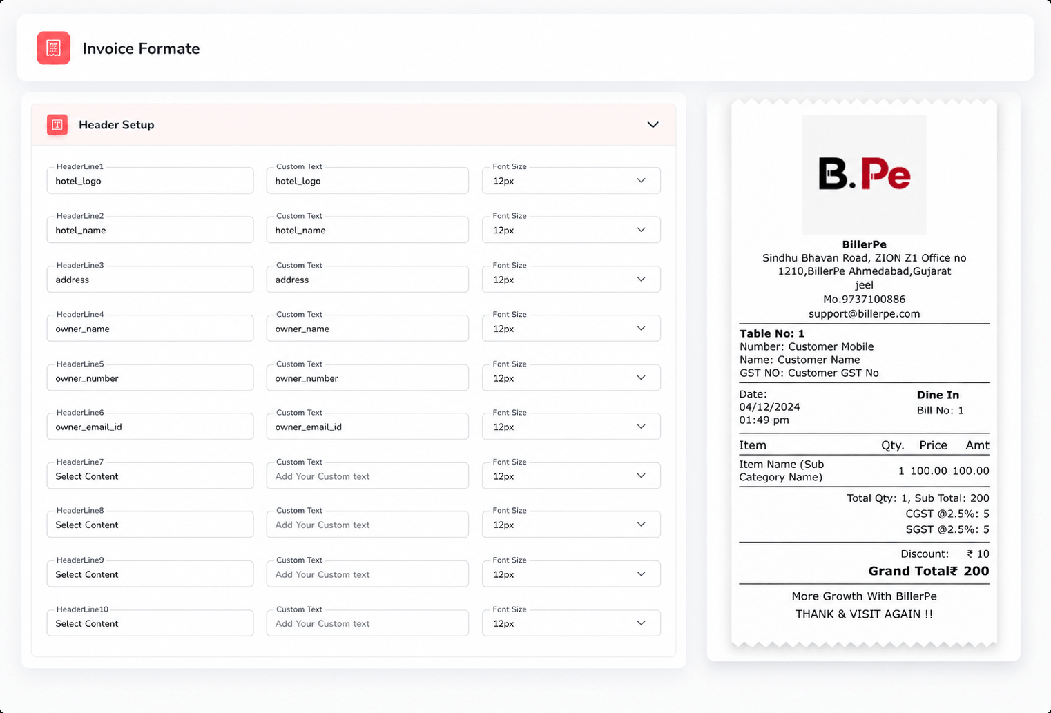 Custom Invoices